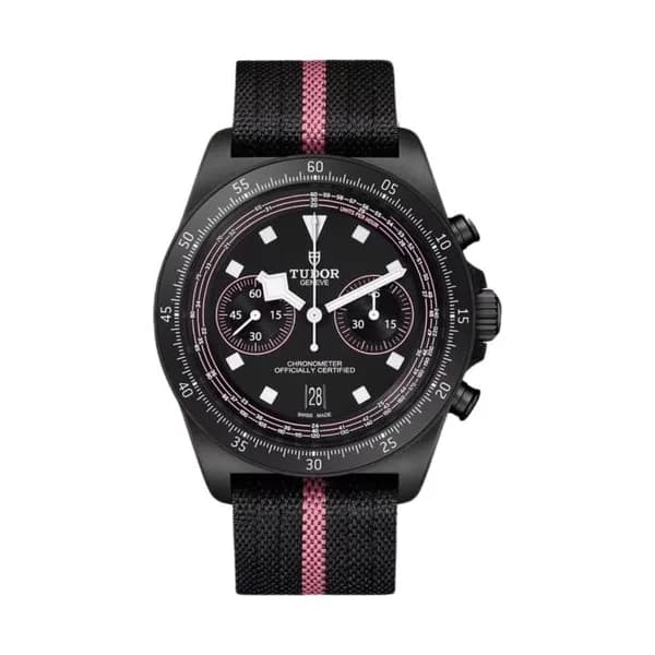 Tudor Montre Tudor Pelagos FXD Chrono Pink "Giro" automatique cadran noir bracelet tissu noir 43 mm