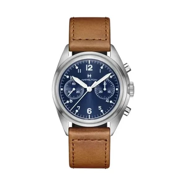 Hamilton Montre Hamilton Khaki Aviation Pilot Pioneer Mechanical Chronograph Cadran Bleu
