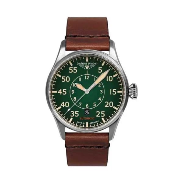 Bauhaus Montre Bauhaus Aviation Flight Control Automatique Cadran Vert Bracelet Cuir - 27564