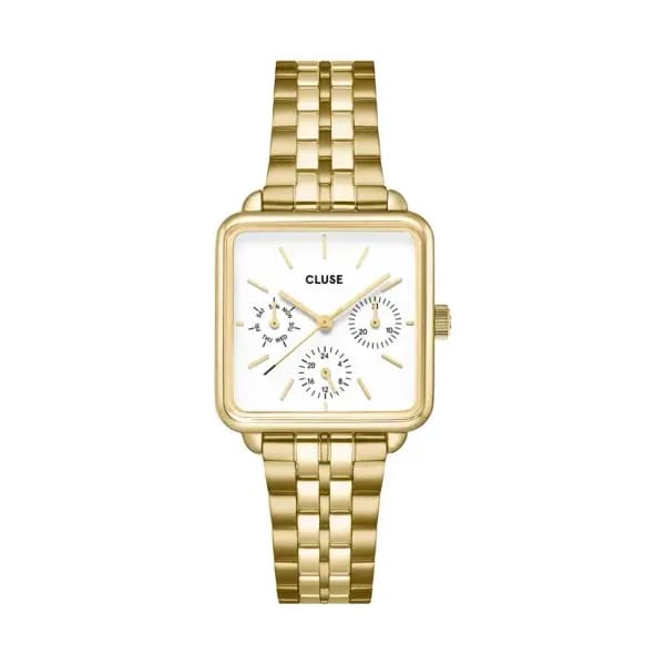 Cluse La Tétragone Multifunction Watch Steel, White, Gold Colour