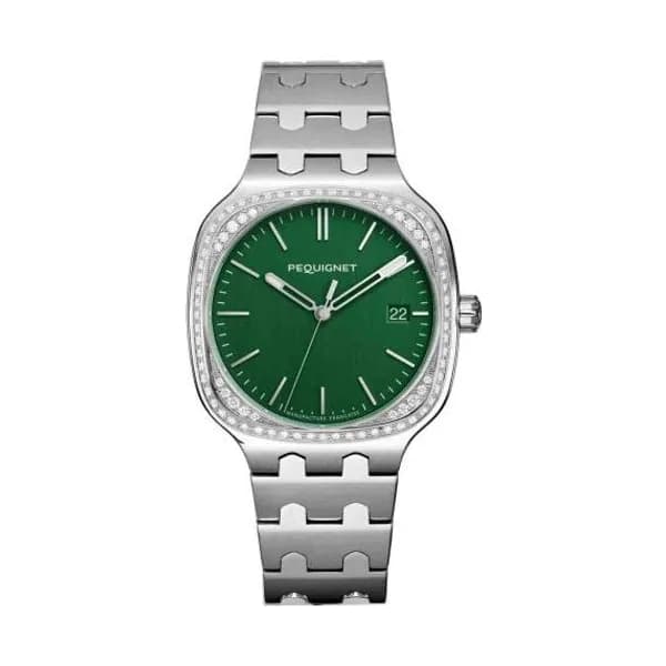 Pequignet Montre Pequignet Manufacture Concorde 84 Diamants - 40mm Automatique Cadran Vert - 9040499/1