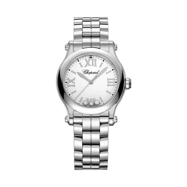 Chopard Montre Chopard Happy Sport quartz cadran blanc bracelet acier 30 mm
