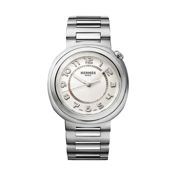 Hermès Montre HERMÈS Cut Grand Modèle automatique cadran argenté bracelet acier 36 mm