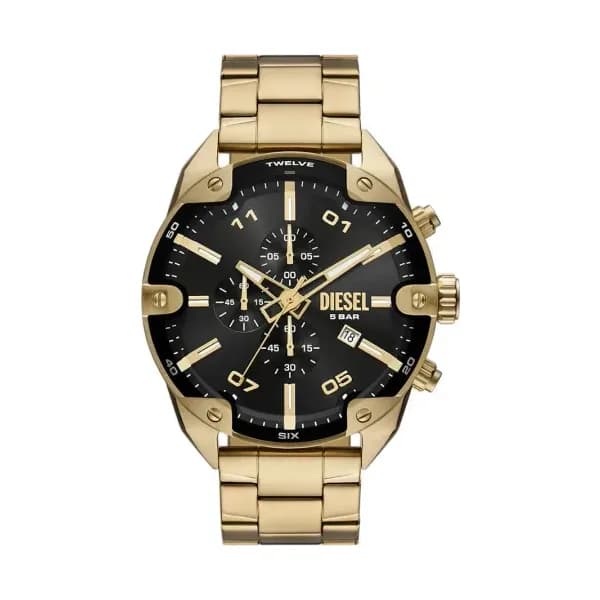 Diesel Montre Diesel Collection Spiked en Acier et PVD Doré