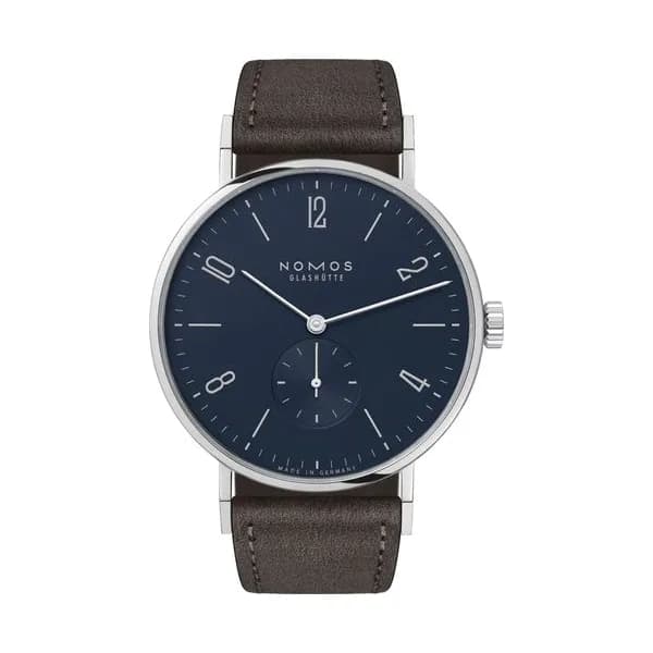 Nomos Montre NOMOS Tangente 38 mécanique fond saphir cadran bleu nuit bracelet cuir anthracite 37,5 mm