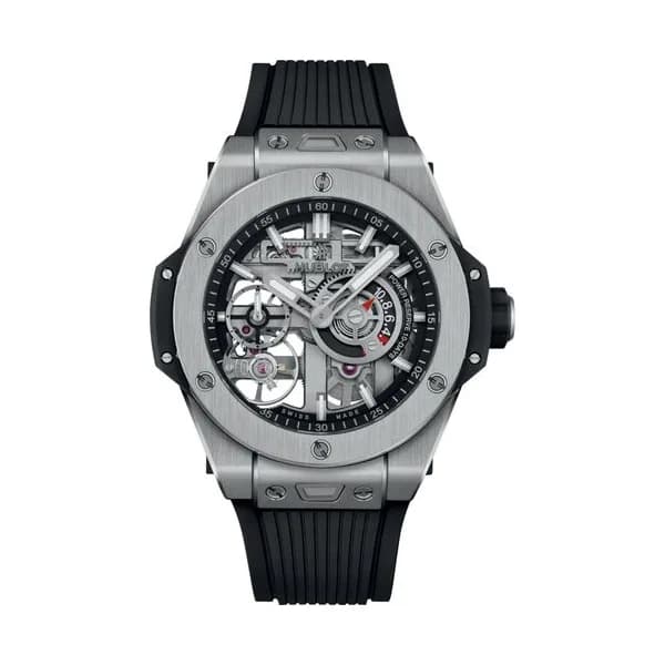 Hublot Montre Hublot Big Bang Meca-10 Titanium mécanique cadran squelette bracelet caoutchouc noir 42 mm