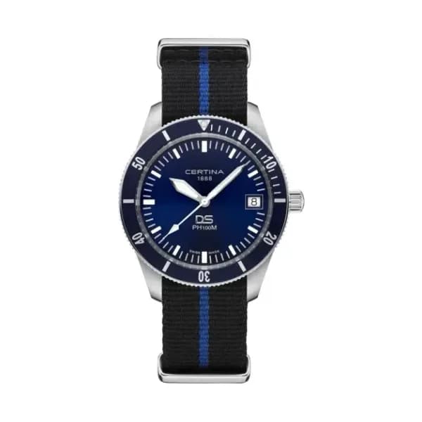 Certina Montre Certina DS PH100M 40,5mm Gent Cadran Bleu Bracelet NATO