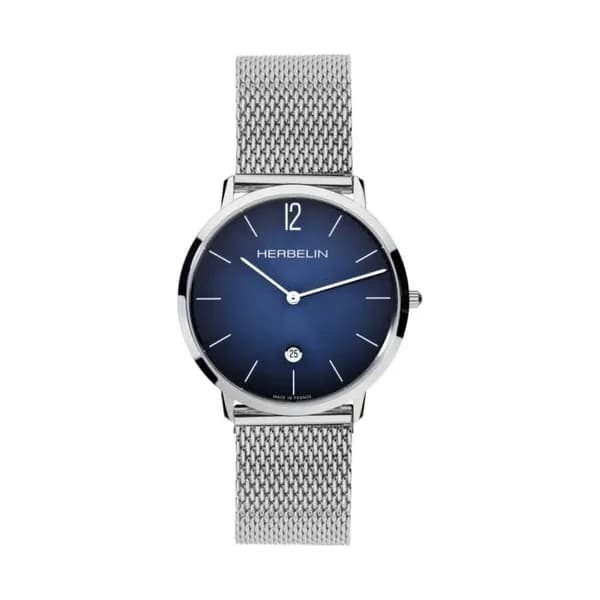 Michel Herbelin Montre Michel Herbelin City quartz cadran bleu bracelet maille milanaise 38,7 mm