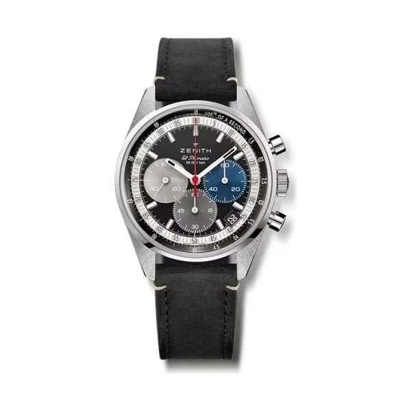 Zenith Montre Zenith Chronomaster Original El Primero cadran noir bracelet cuir noir 38 mm