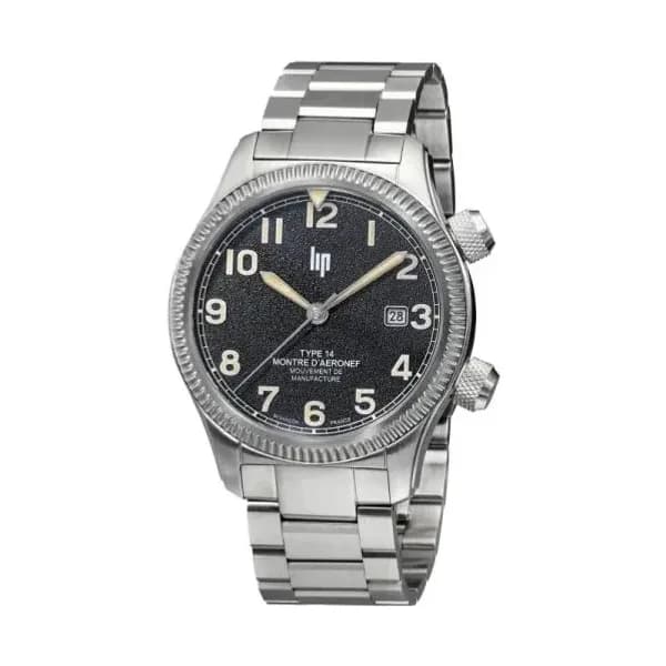 Lip Montre Lip Type 14 Automatique - Manufacture - Homme - cadran Noir- 41 mm - Acier inoxydable- 676032
