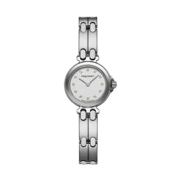 Pequignet E. Montre Pequignet Moorea - Cadran Blanc avec Index Diamants 25 mm - 7850313CD