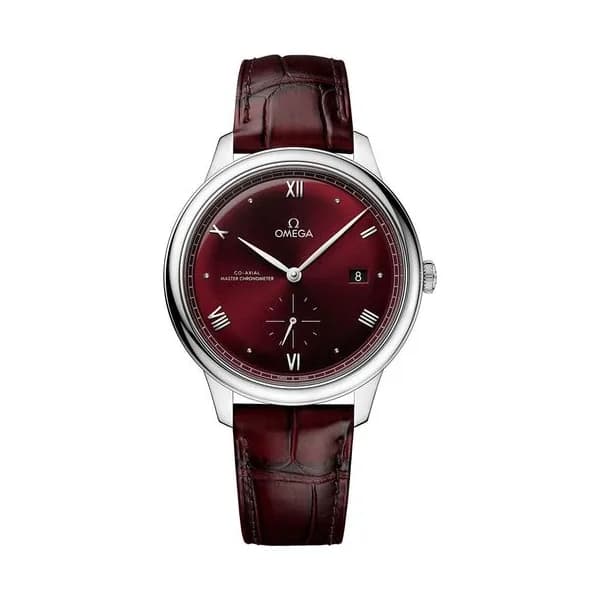 Omega Montre Omega de Ville Prestige Co-Axial Master Chronometer Petite Seconde cadran bordeaux bracelet cuir 41 mm