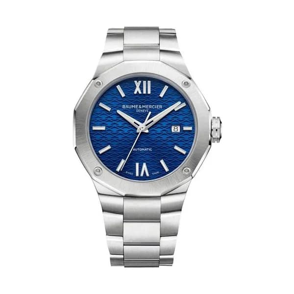 Baume & Mercier Montre Baume et Mercier Riviera automatique cadran bleu bracelet acier 42 mm