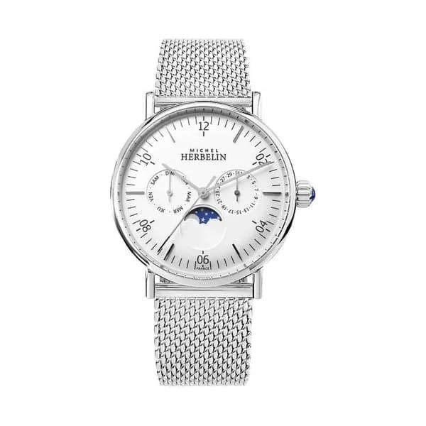 Michel Herbelin Montre Herbelin Inspiration Quartz Cadran Blanc Bracelet Acier Maille Milanaise - 12747/AP11B