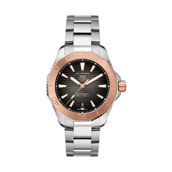 TAG Heuer Montre TAG Heuer Aquaracer Professional 200 automatique Or rose cadran noir bracelet acier 40 mm