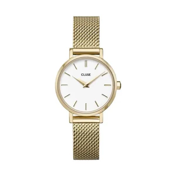 Cluse Boho Chic Petite Watch Mesh, White, Gold Colour