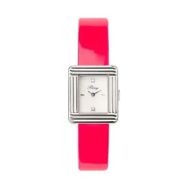 Poiray Montre Poiray Ma Première Mini Acier Cadran Serti Bracelet Veau Vernis Rose