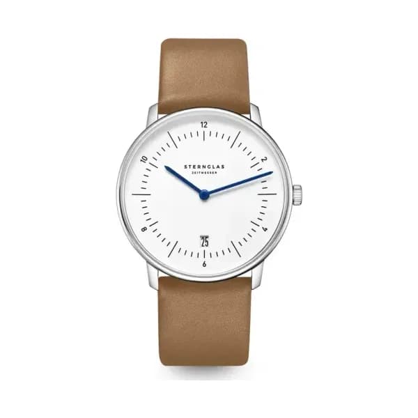 Sternglas Montre Naos White Silver Premium Brown S01-NA44-PR01