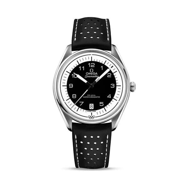 Omega Montre Omega Seamaster Jeux Olympiques cadran blanc bracelet cuir noir Edition limitée 2032 ex. 39,5 mm