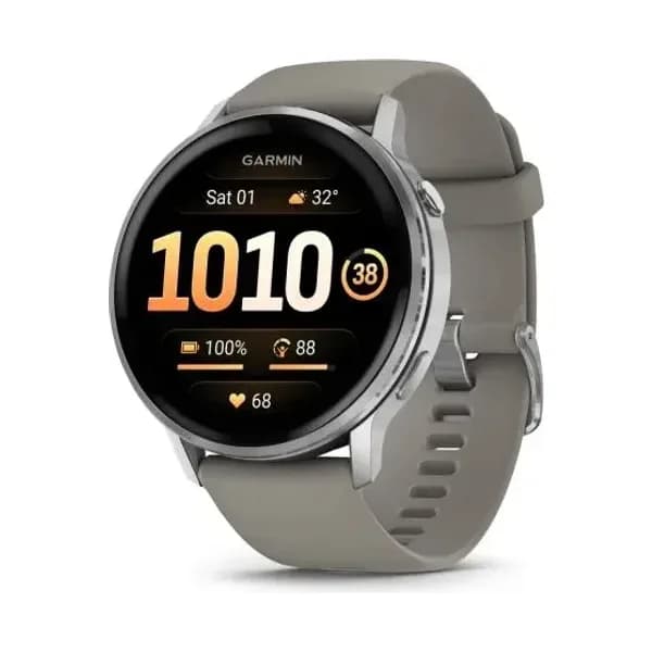 Garmin Montre Garmin Venu 4 - 45 mm Silver Bracelet en silicone Gris