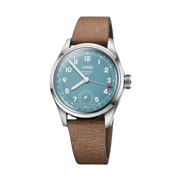 Oris Montre Oris Big Crown Calibre 473 mécanique cadran bleu bracelet cuir 38 mm