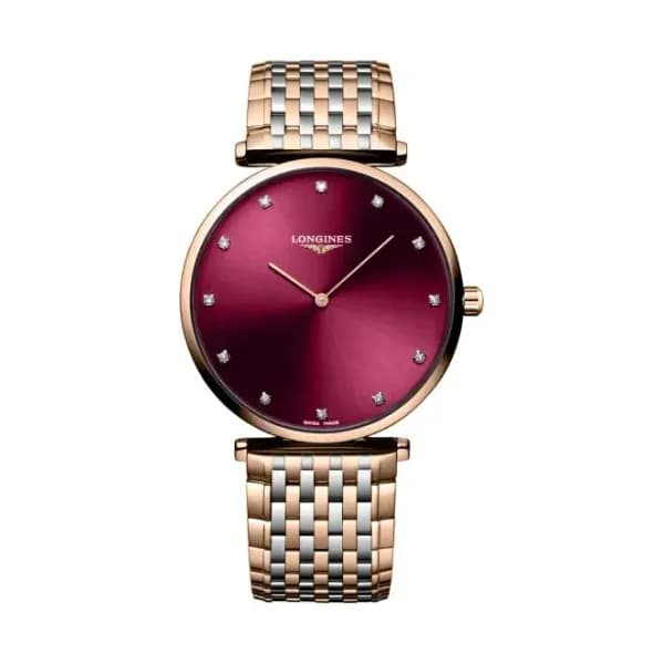 Longines Montre Longines la grande classique de longines 38 mm Quartz Cadran Rouge Bracelet Acier