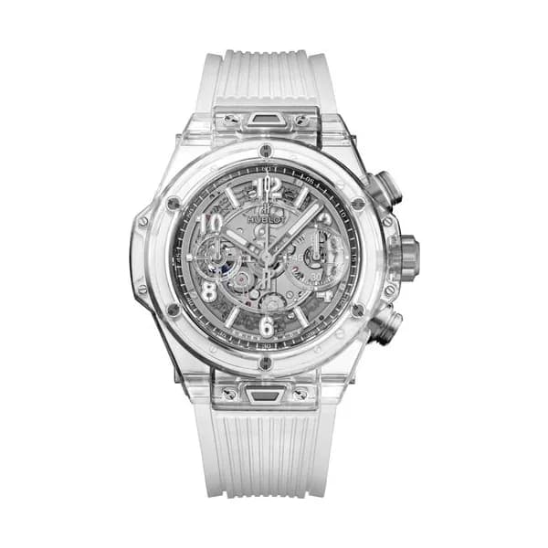 Hublot Montre Hublot Big Bang Unico Sapphire cadran squeletté bracelet caoutchouc blanc 42 mm