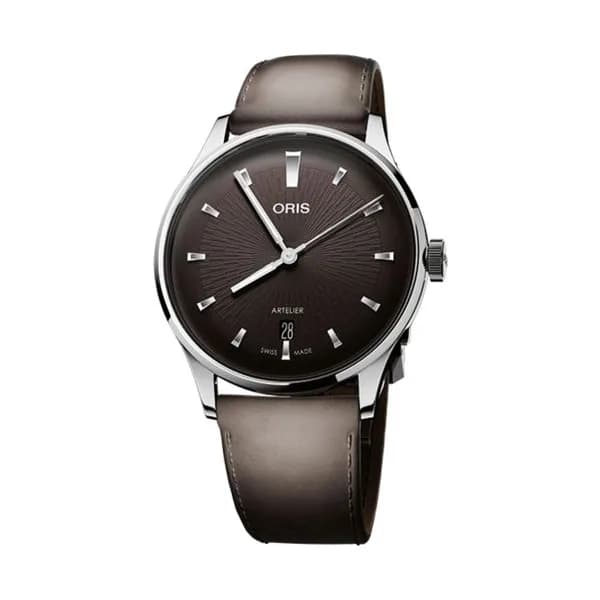 Oris Montre Oris Artelier Date automatique cadran noir bracelet cuir 38 mm