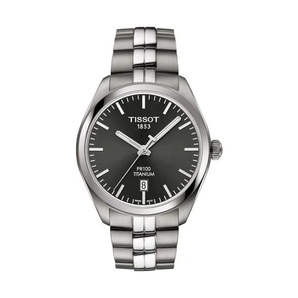 Tissot Montre Tissot T-Classic PR 100 Gent Titanium quartz cadran anthracite bracelet acier 39 mm
