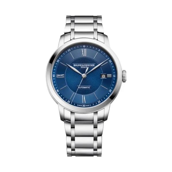 Baume & Mercier Montre Baume et Mercier Classima automatique cadran bleu bracelet acier 40 mm