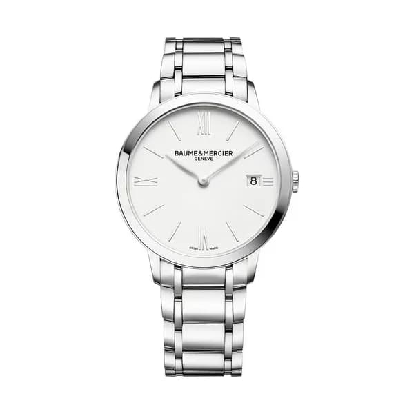 Baume & Mercier Montre Baume et Mercier Classima quartz cadran blanc bracelet acier 36,5 mm