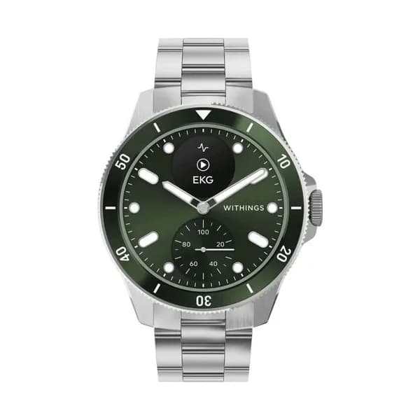Withings Montre Connectée Withings ScanWatch Nova Green cadran vert bracelet acier 42 mm