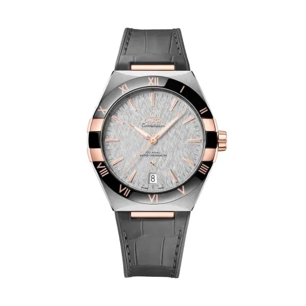 Omega Constellation 41 mm, acier - or « Sedna™ » sur bracelet en cuir