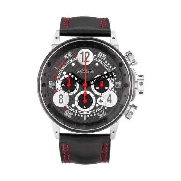 B.R.M Montre BRM V18 automatique titane cadran carbone aiguilles noires bracelet caoutchouc 48 mm