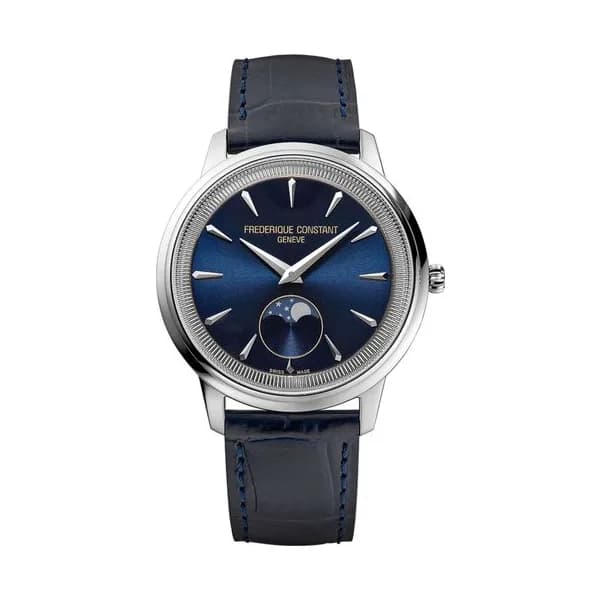 Frédérique Constant Montre Frédérique Constant Classics Moneta Moonphase quartz cadran bleu bracelet cuir 37 mm
