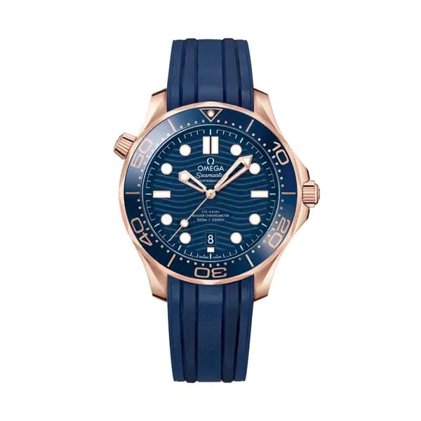 Omega Seamaster 42 mm, or Sedna™ sur bracelet caoutchouc