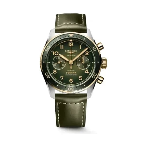 Longines Montre Longines Spirit Flyback Automatique 42 mm Cadran Vert Bracelet cuir