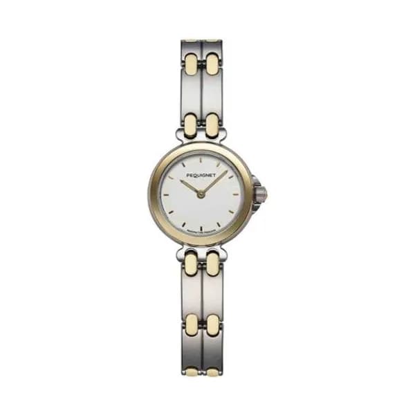 Pequignet E. Montre Pequignet Moorea - Acier & Or avec Cadran Blanc 25 mm - 7851318