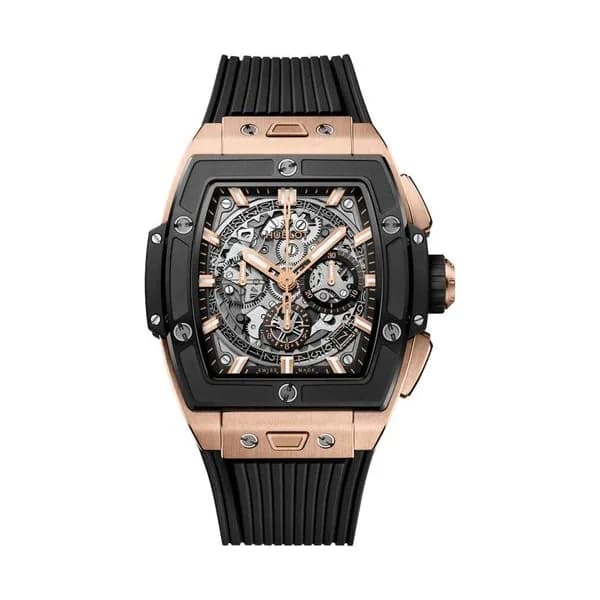 Hublot Montre Hublot Spirit of Big Bang King Gold Ceramic automatique cadran squelette bracelet caoutchouc noir 42 mm