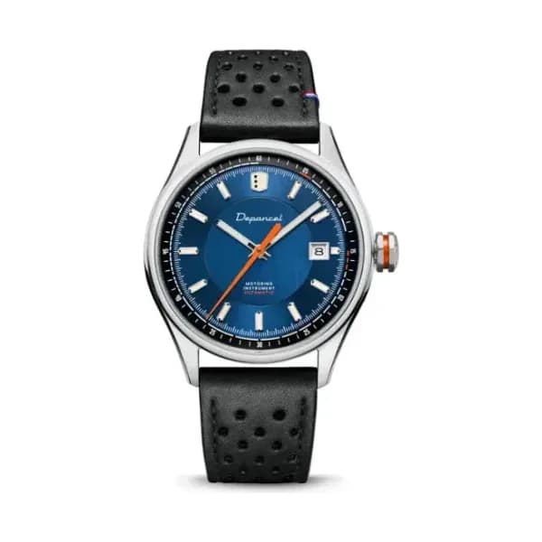 Depancel Montre Depancel Autosport Date Cadran Bleu Bracelet Racing Noir