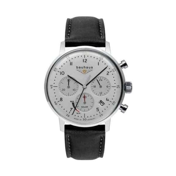 Bauhaus Montre Bauhaus Dessau Quartz Solaire Cadran Blanc Bracelet Cuir - 20861