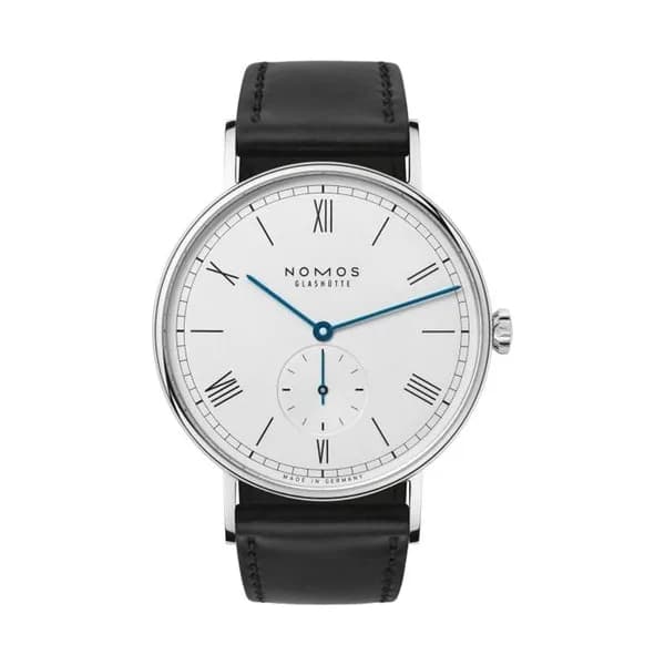 Nomos Montre NOMOS Ludwig 38 mécanique bracelet cuir véritable noir 37,5 mm