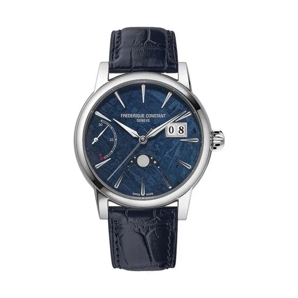 Frédérique Constant Montre Frédérique Constant Manufacture Classic Power Reserve Big Date platine automatique cadran météorite bracelet cuir 40 mm