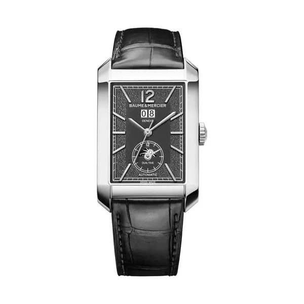 Baume & Mercier Montre Baume et Mercier Hampton automatique cadran gris bracelet cuir noir 48 x 31 mm