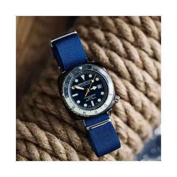 Briston Montre Briston Clubmaster Diver Pro GMT Acétate Cadran Bleu Marine