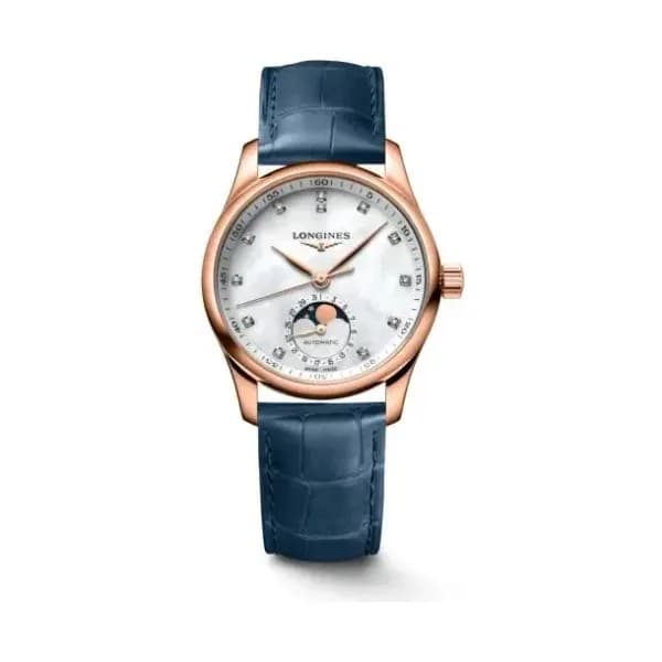 Longines Montre Longines Master Collection Moonphase 34mm Automatique Cadran Nacre blanche Bracelet Alligator