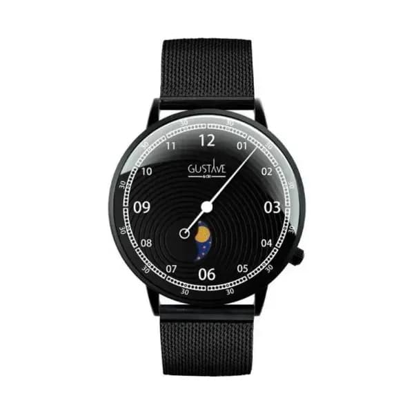 Gustave & Cie Montre 12H Georges Noir & Noir Milanais Noir 40mm