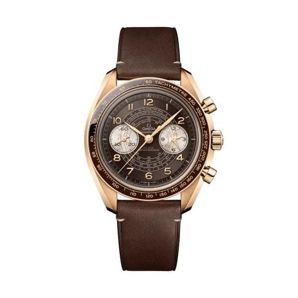 Omega Speedmaster 43 mm, Bronze gold sur bracelet en cuir