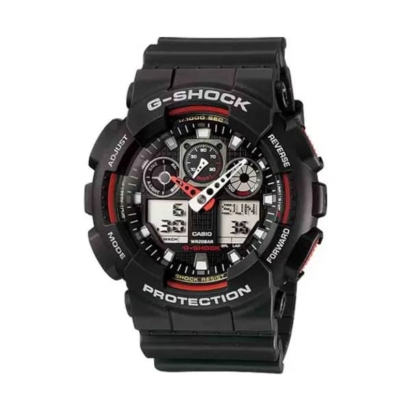 Casio Montre GShock Classic - Série GA-100 - Noir & Rouge 55.1 x 51.9 mm- GA-100-1A4