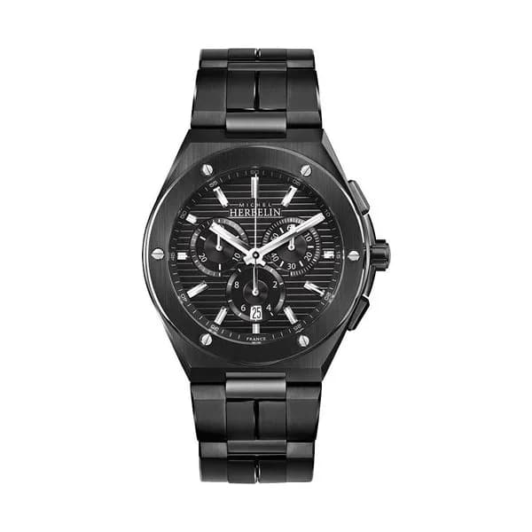 Michel Herbelin Montre Michel Herbelin Cap Camarat quartz cadran noir bracelet acier 42 mm
